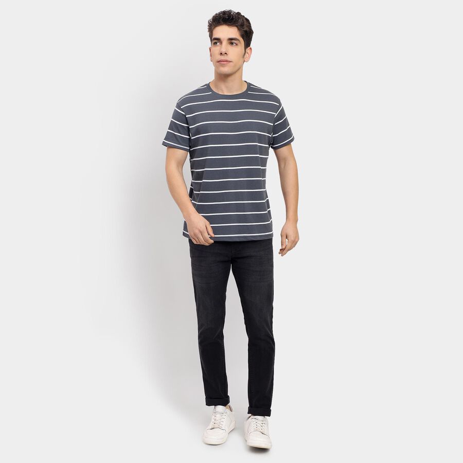 Men's Round Neck Half Sleeves T-Shirt , Mid Blue, large image number null