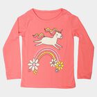 Girls' Coral Round Neck Regular Top, मूँगा (कोरल), small