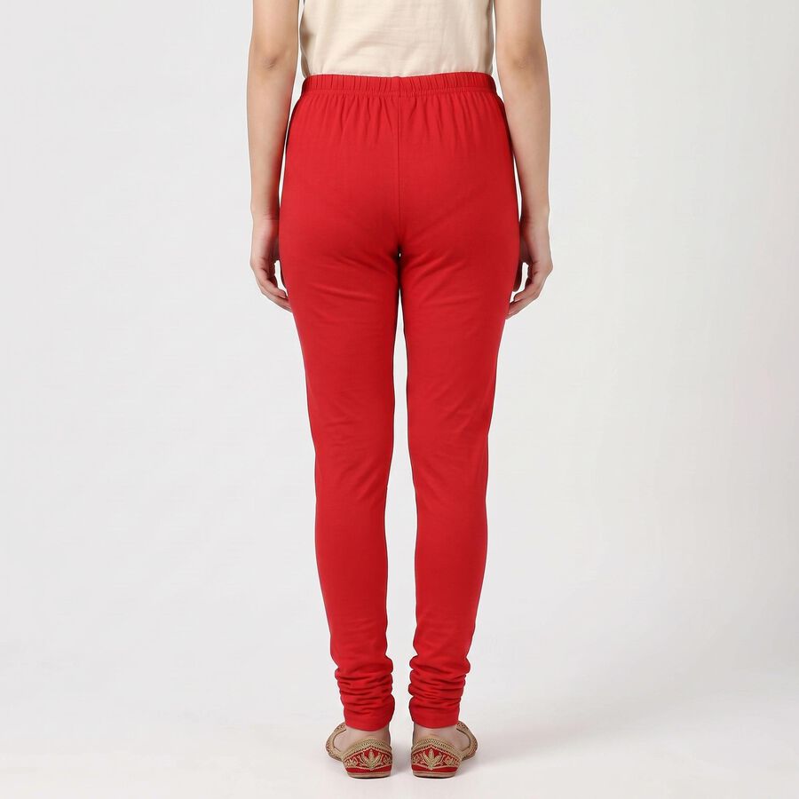 Women's Red Cotton Blend Elastic Waist Slim Fit Churidar, लाल, large
