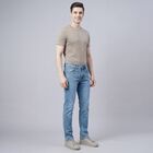 Men's Blue Slim Fit Stretchable Jeans, Mid Blue, small