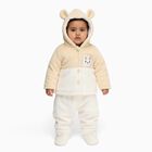 Infants Beige and White Bear Ear Hoodie Hipster Set, गहरा पीला, small image number null
