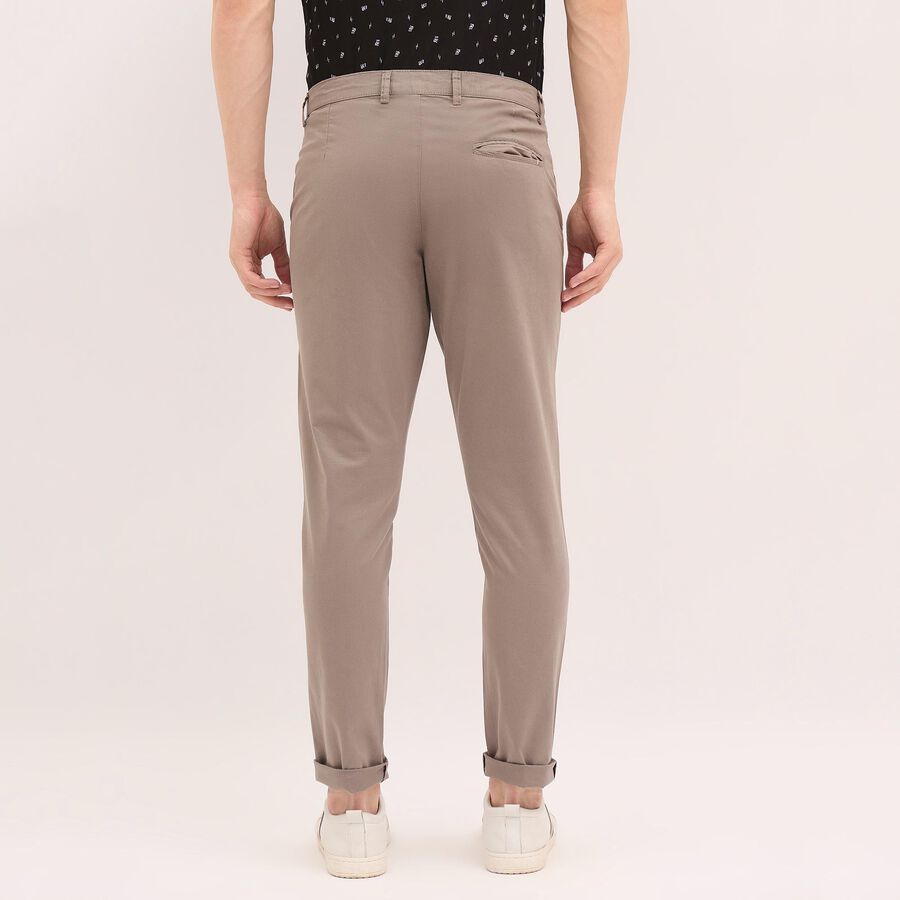 Men's 100% Cotton Cross Pocket Slim Fit Casual Trousers, Light Grey, large image number null