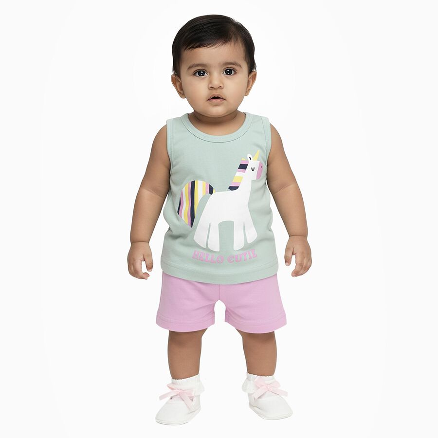 Infants' 100% Cotton Short Set, Light Green, large image number null