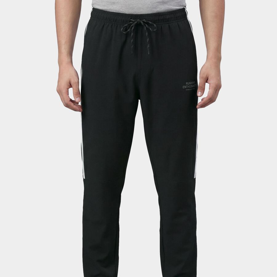 Men's Olive Slim Fit Side-Striped Track Pants, Olive, large