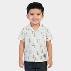 Boys' Off-White Cotton Half Sleeve Cuban Collar Casual Shirt, ऑफ व्हाइट, small