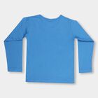 Girls' Bright Blue Cotton Round Neck Casual Top, Mid Blue, small image number null