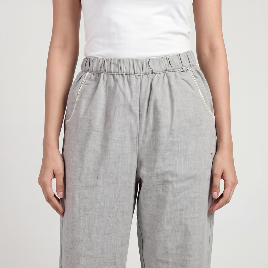 Women's Grey Wide-Leg Solid Palazzos, हल्का ग्रे, large