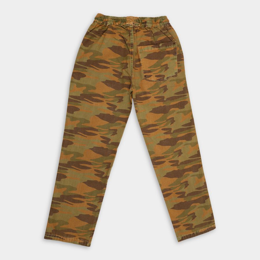 Boys' 100% Cotton Trousers, भूरा, large image number null