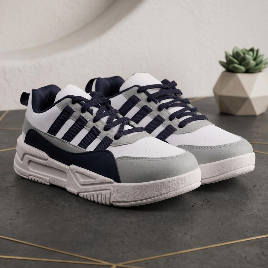 Men's White Sneakers, White, large