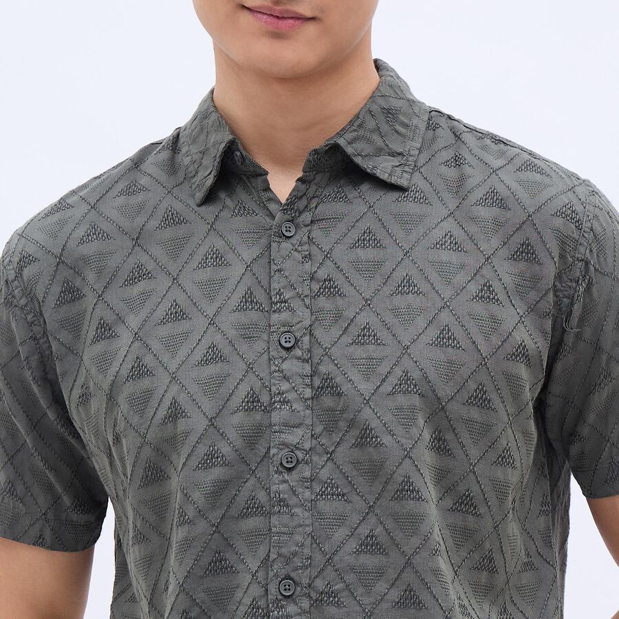 Men's Olive Green Regular Collar Casual Shirt, Olive, large image number null