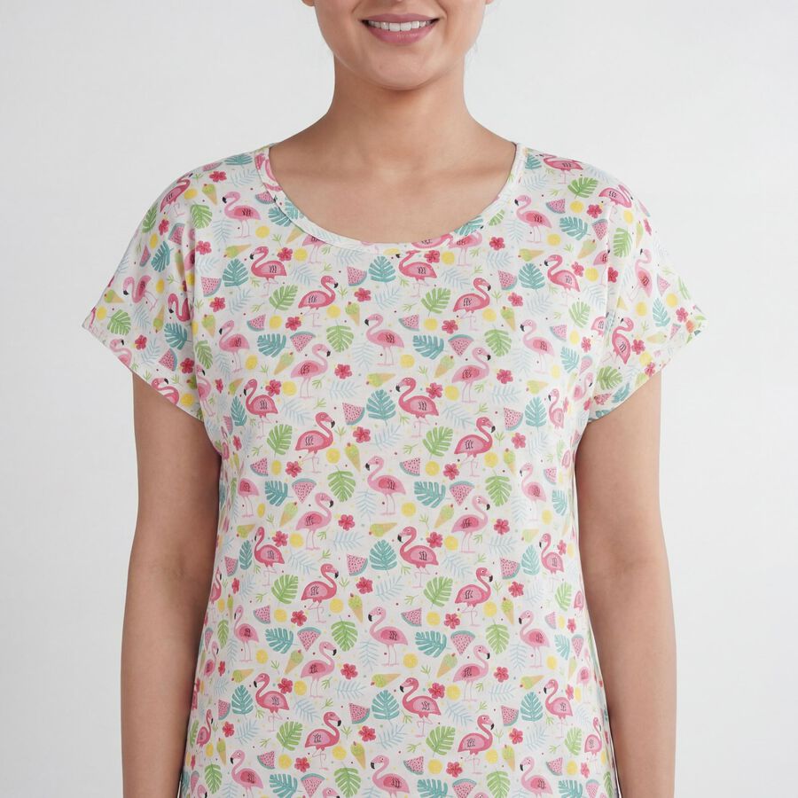 Women's White Sleeveless Casual Nighty, White, large