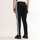 Men's Jet Black Slim Fit Side-Striped Track Pants, Black, small