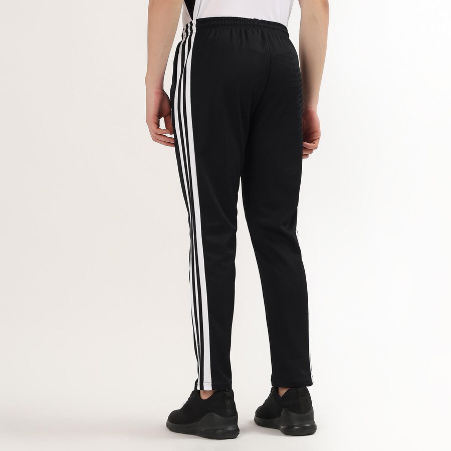 Men's Jet Black Slim Fit Side-Striped Track Pants, Black, large