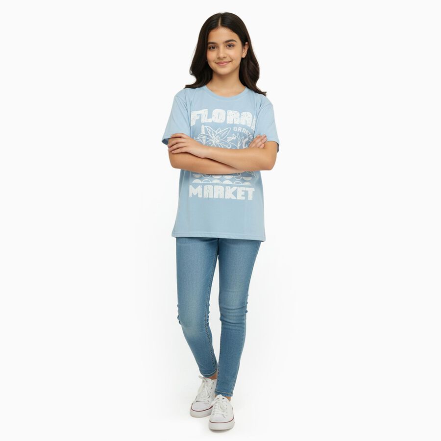 Girls' T-Shirt, हल्का नीला, large image number null