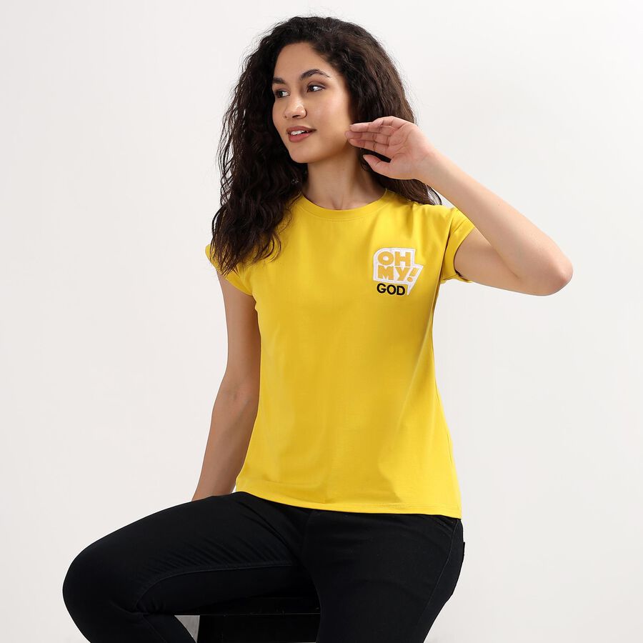 Ladies' Round Neck T-Shirt , Mustard, large image number null