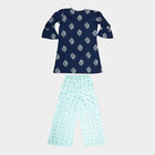 Girls Printed Fusion Clothing Set, Navy Blue, small image number null