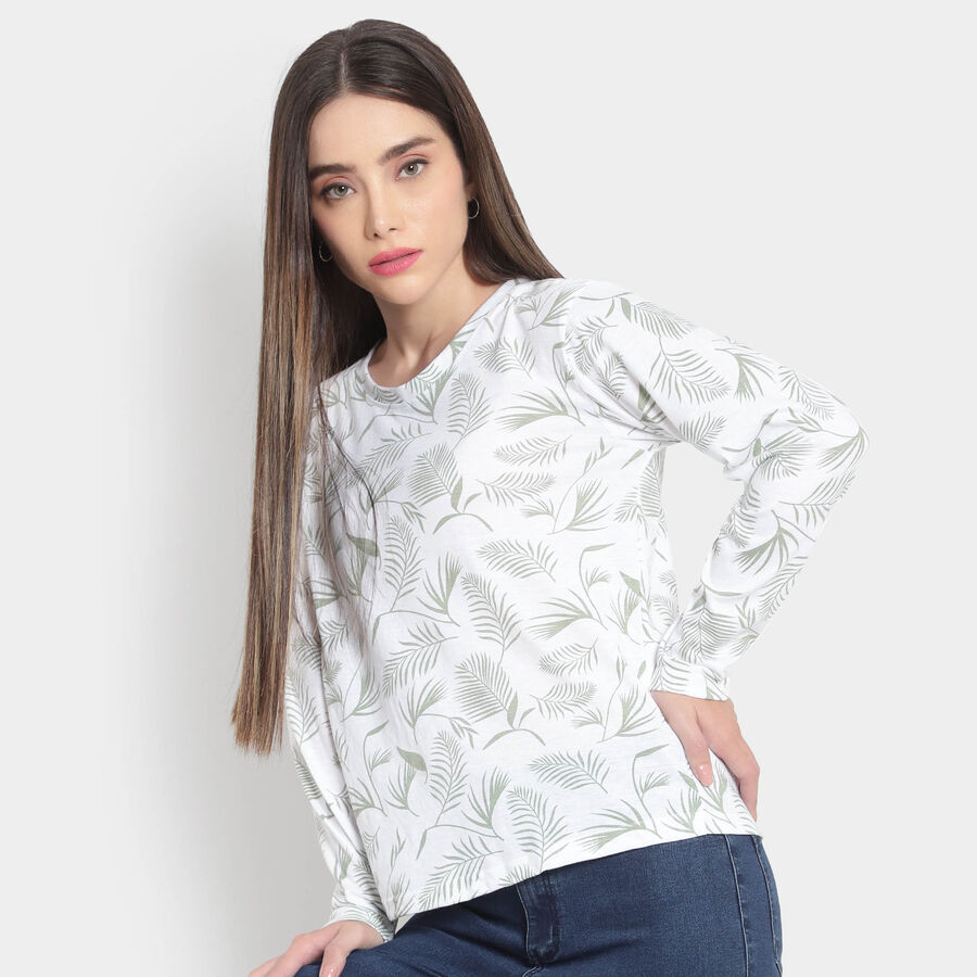 Cotton Printed Top, White, large image number null