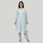 Women's Light Blue Embroidered Ethnic Set, हल्का नीला, small