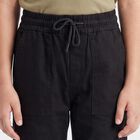 Boys' Black Straight Fit Drawstring Waist Trousers, काला, small