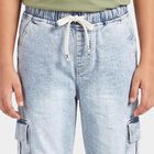 Boys Light Blue Cargo Fit Washed Jeans, Light Blue, small