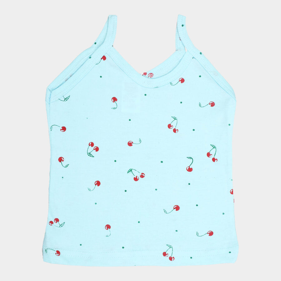 Girls Cotton Solid Vest, Aqua, large image number null