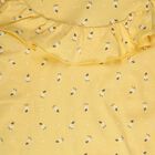 Girls' Yellow Cotton Round Neck Graphic Printed T-Shirt, Yellow, small