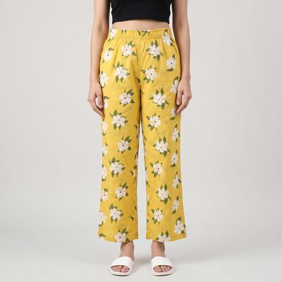 Women's Yellow Floral Palazzos