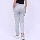 Women's Light Ash Grey Relaxed Fit Cargo Track Pants, Melange Mid Grey, small