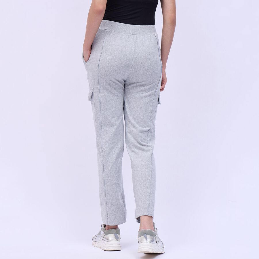 Women's Light Ash Grey Relaxed Fit Cargo Track Pants, Melange Mid Grey, large