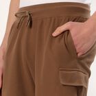Men's Warm Brown Relaxed Fit Textured Bermuda Shorts, भूरा, small