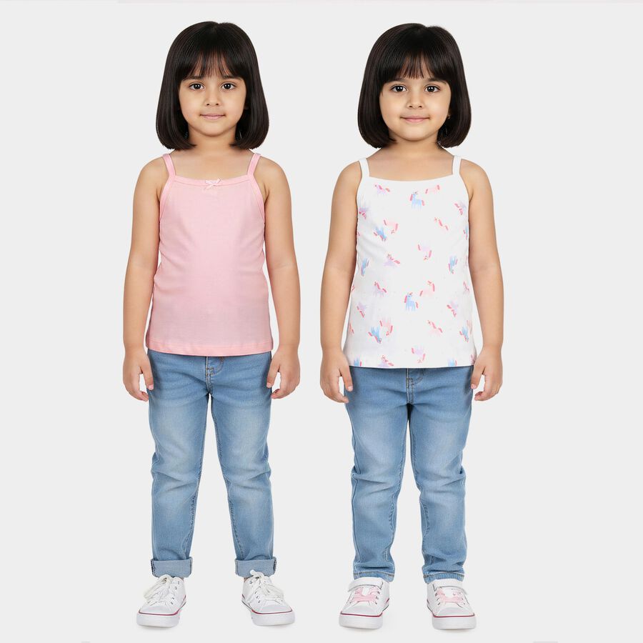Girls Pink Cotton Vest, हल्का गुलाबी, large