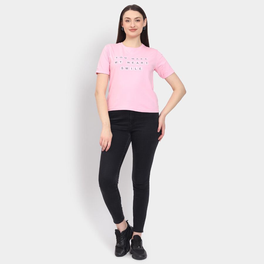Ladies' Round Neck T-Shirt, हल्का गुलाबी, large image number null