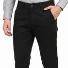 Men's Black Slim Fit Casual Trousers, Black, small