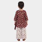 Girls Wine V Neck Fusion Set Upper and Bottom Set, वाइन, small