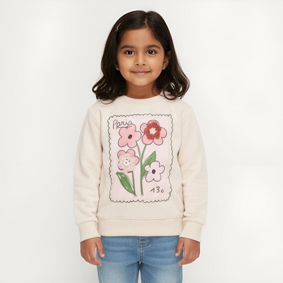 Girls' Sweatshirt, Beige, large image number null