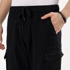 Men's Jet Black Slim Fit Cargo Joggers, काला, small image number null