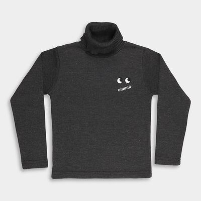 Boys Dark Grey Turtleneck Casual Pullover