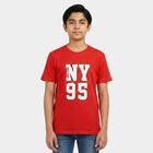 Boys Red Crew Neck Regular Boys T-Shirt, लाल, small