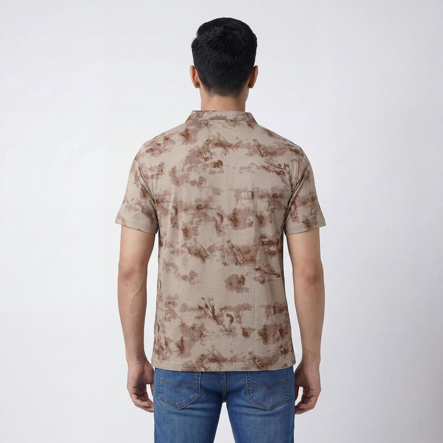 Men's Brown Cotton Polo Collar Casual T-Shirt, Brown, large