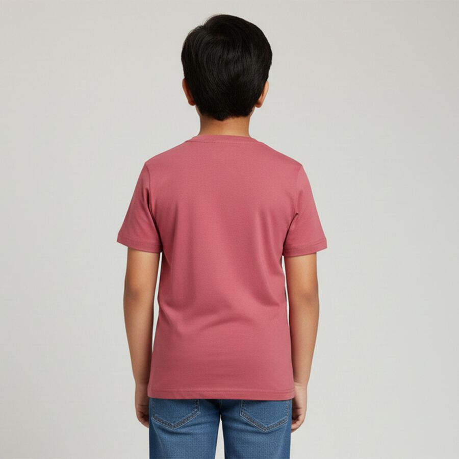 Boys Dusty Rose Crew Neck Casual T-Shirt, Pink, large image number null