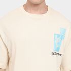 Men's 100% Cotton Round Neck Half Sleeves T-Shirt, Ecru Melange, small