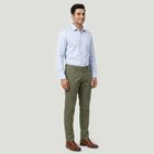 Men's Olive Green Slim Fit Chino Trousers, हल्का हरा, small