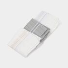 Men's Grey Checked Pack of 3 Handkerchief, गहरा ग्रे, small
