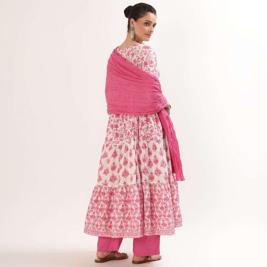 Women's Pink Cotton Floral Printed Ethnic Set, हल्का गुलाबी, large image number null