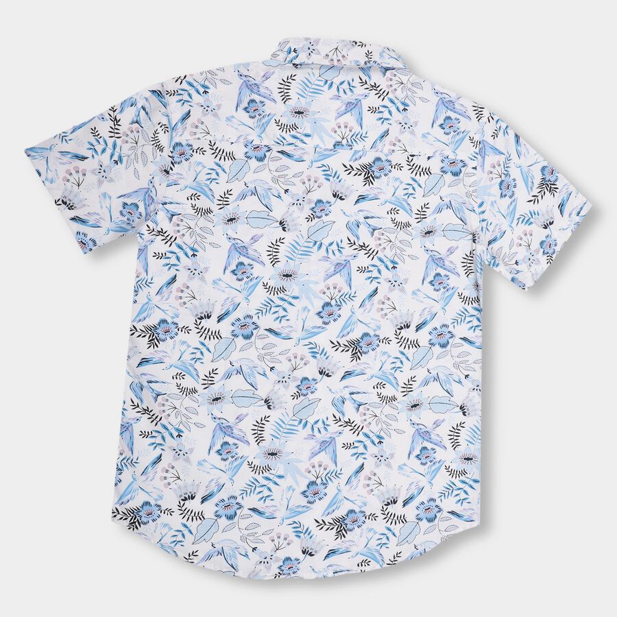 Boys' Snow White Cotton Regular Collar Casual Shirt, White, large image number null