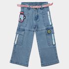 Girls' Light Blue Cargo Fit Patch Detail Jeans, हल्का नीला, small