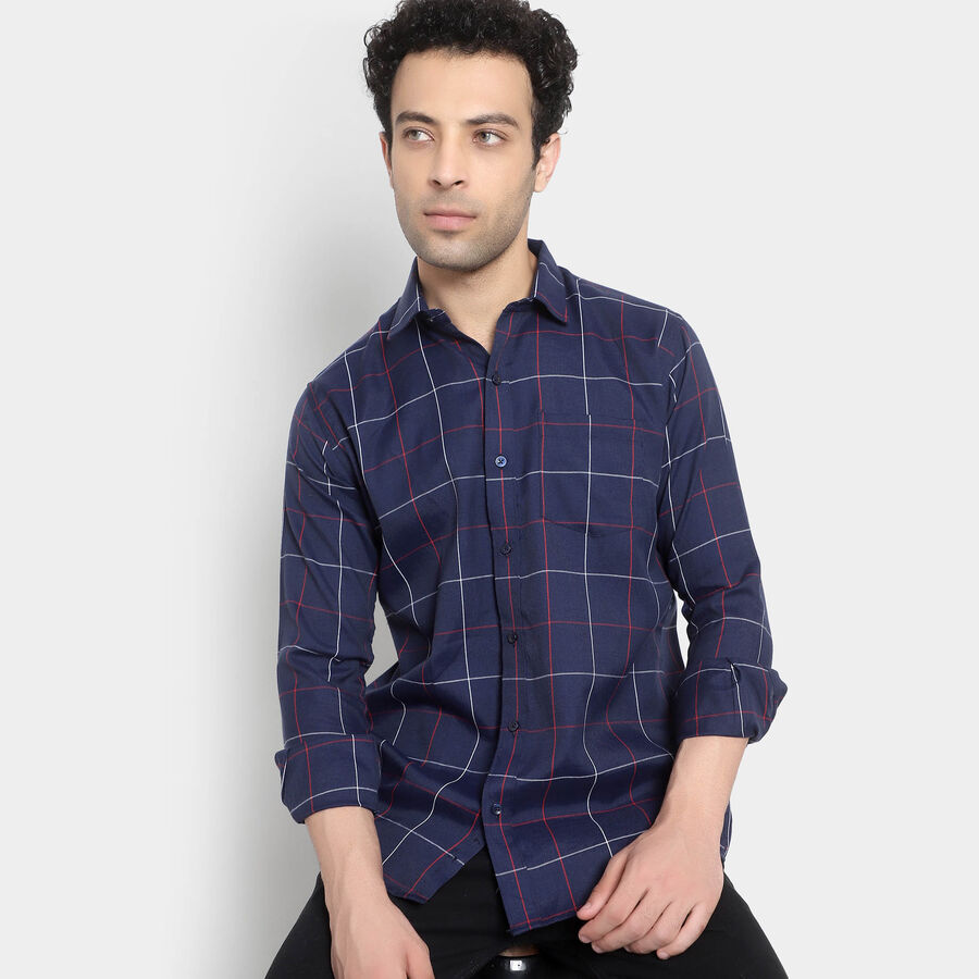 Checks Formal Shirt, Navy Blue, large image number null