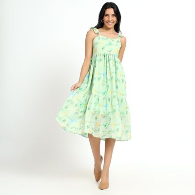 Ladies' Light Mint Green Sleeveless A-Line Dress