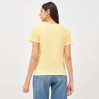Ladies Light Yellow Cotton Round Neck Embellished T-Shirt, Yellow, small image number null