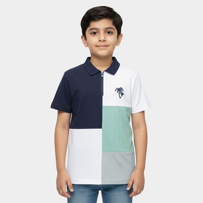 Boys' Midnight Blue Crew Neck Graphic Printed T-Shirt